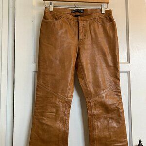 Y2K low rise bootcut supple tan leather pants size 2